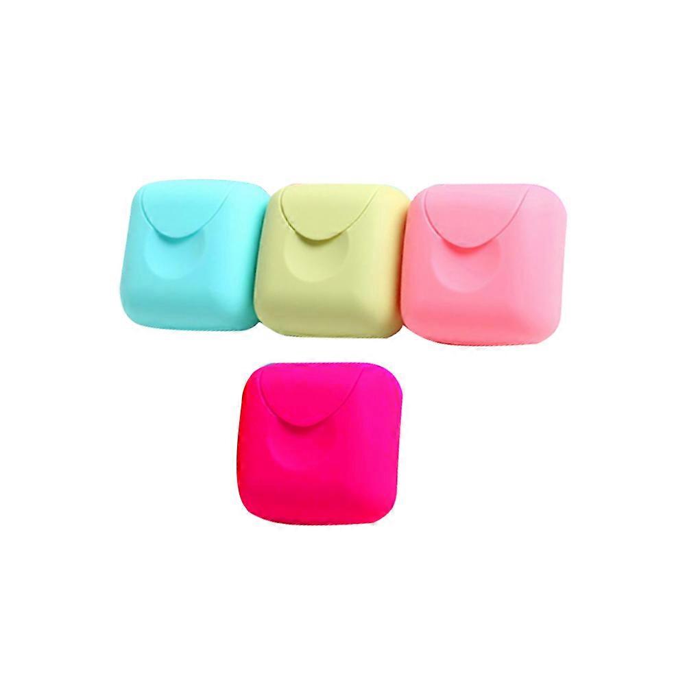 4pcs Soap Box Soap Dish Holder Creative Soap Tray for Bathroom Accessories Mixed Colors Draining Design Travel Outdoor Use