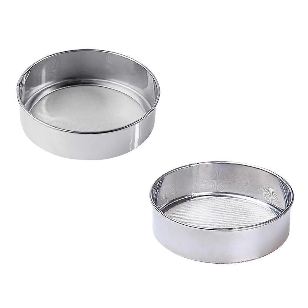2pcs Stainless Steel Flour Sifters with Round Mesh Sieves Powder Colander for Baking Tools Kitchen Gadget 60 Mesh and 40 Mesh
