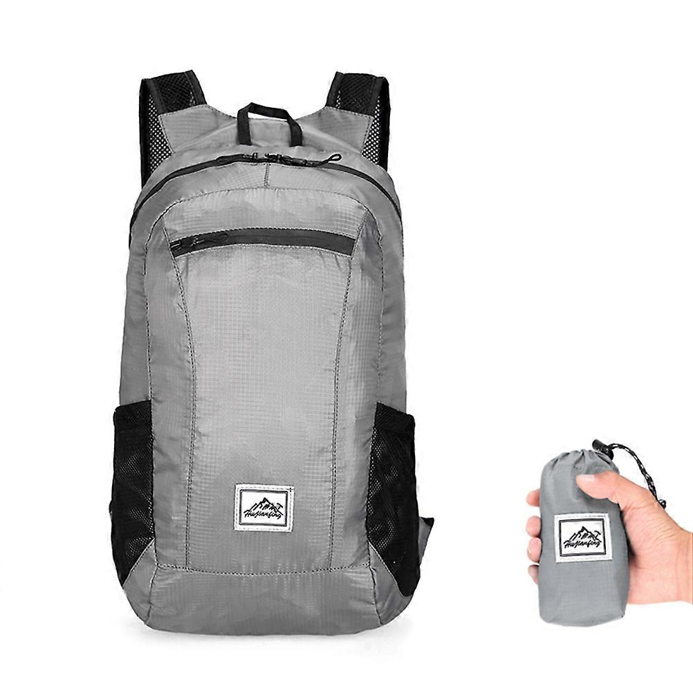 Traveling Backpack Polyester Grey Folding Daypack for Cycling Biking Climbing 9.4×6.3×16.1In 1Pcs