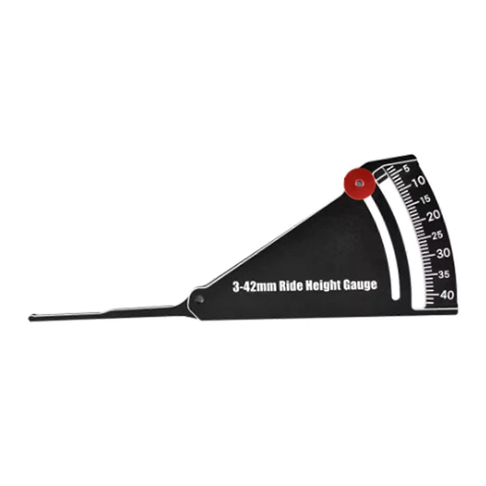 Versatile tool for measuring suspension height, portable accessory for road vehicles. Easy rotary adjustment from 3 to 42 mm.