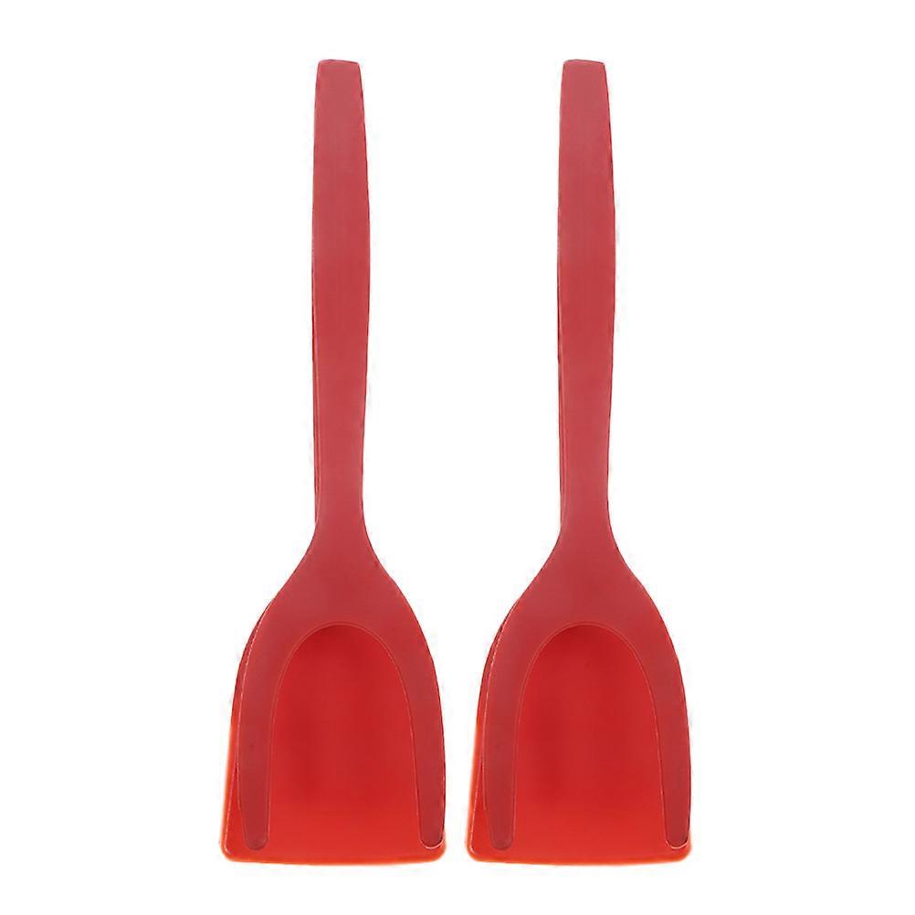 Frying Spatula Tong Spatula Steak Clamp Silicone Home Use Ergonomic Flipper Design 2Pcs