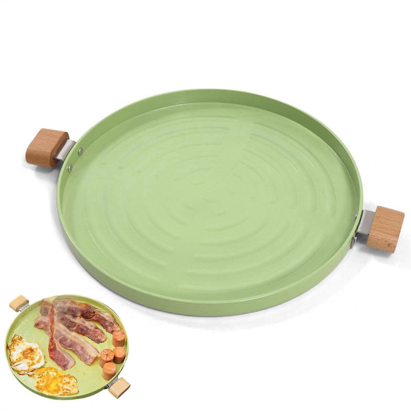 Grill Plate – Smokeless NonStick Round Frying Pan  Baking Cooking Utensil Grill Plate with Handle for Home