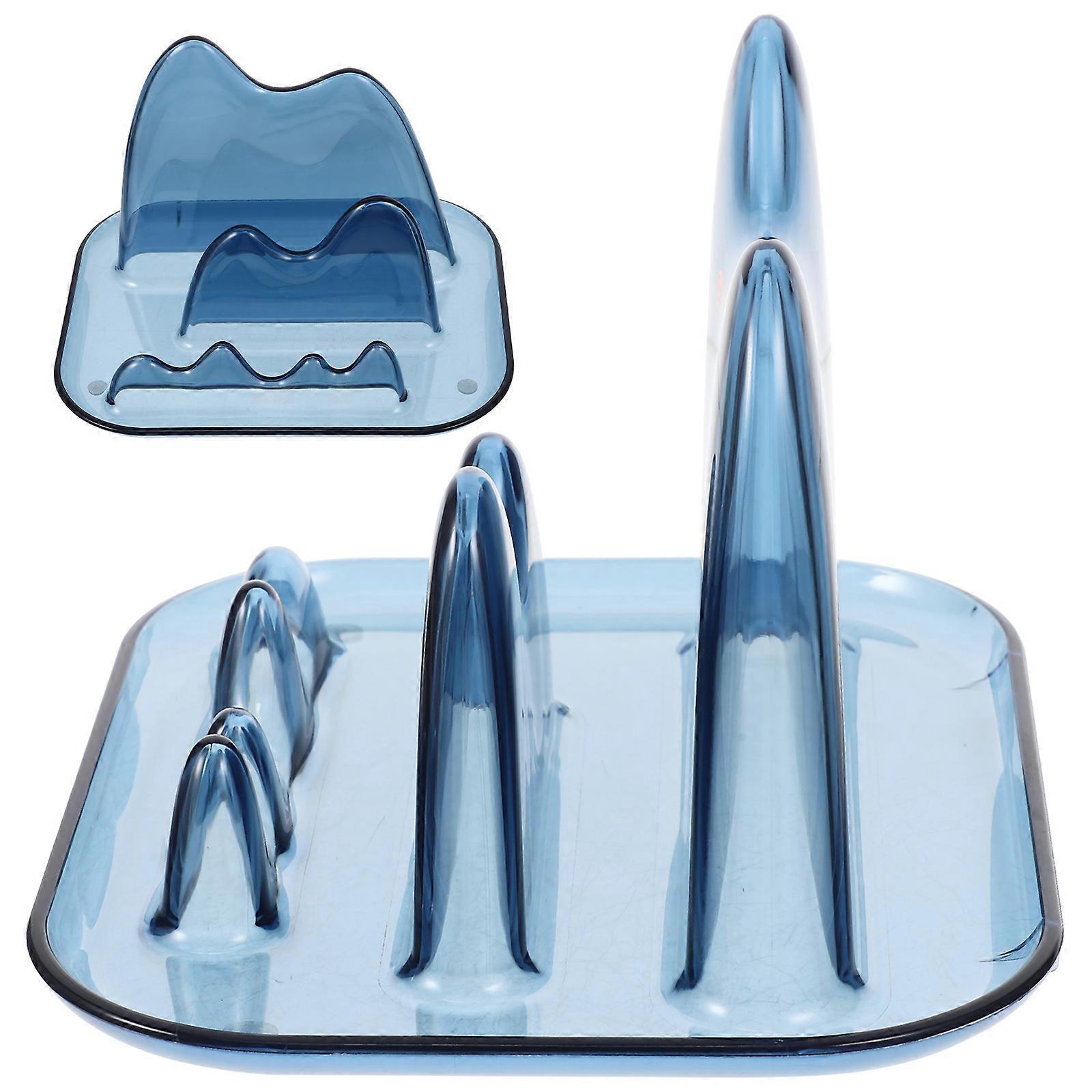Blue Plastic Spoon Rest for Kitchen Countertop Storage Rack Keeps Cooking Utensils Organized 7.5