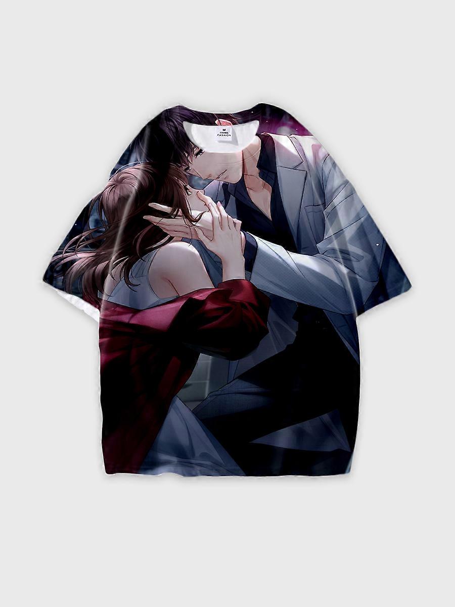 T-shirt round neck Role Pattern loose short sleeve E3321