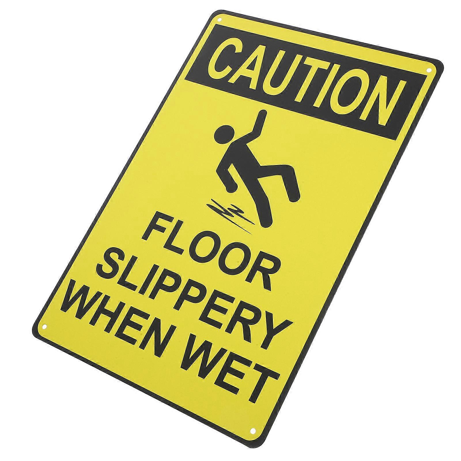 Caution Slippery Floor Sign with High Visibility Warning for Commercial Spaces, Lightweight, Easy Installation, Rounded Corners for Safety