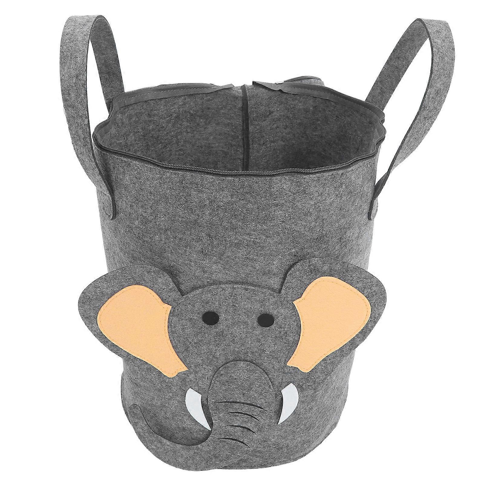 Multifunctional Felt Storage Basket with Lid – Large Cartoon Animal Organizer & Laundry Hamper for Room, Portable Dustproof Container for Dirty