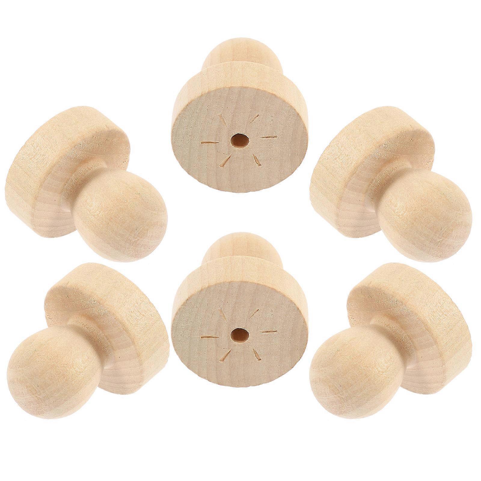 Wood Stamp Handles Replacement Parts Smooth Handling Office Use 1.49X1.49X1.65in 6Pcs