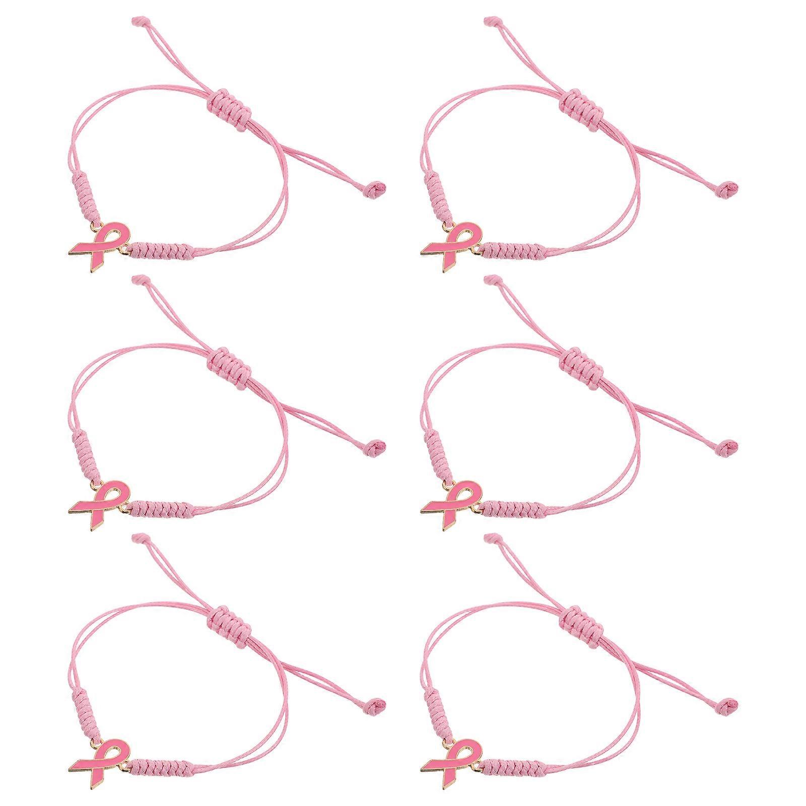 Women Braided Bracelets Adjustable Design Breast prevention Reminder 6Pcs