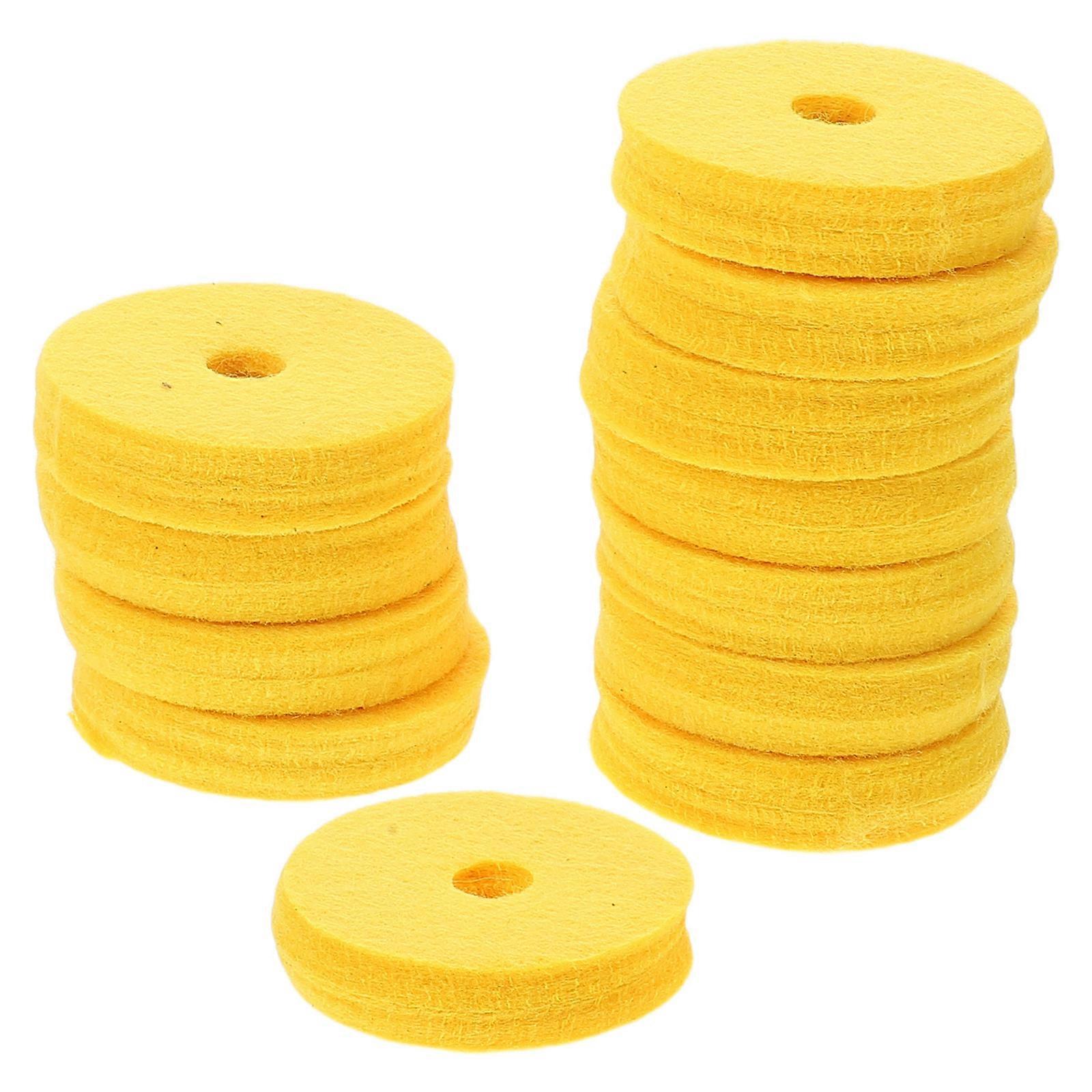 12pcs Yellow Cymbal Felt Pads, Double Layer Thick Cushions for Drum Set Noise Reduction – Easy Install Drum Accessories for Musicians