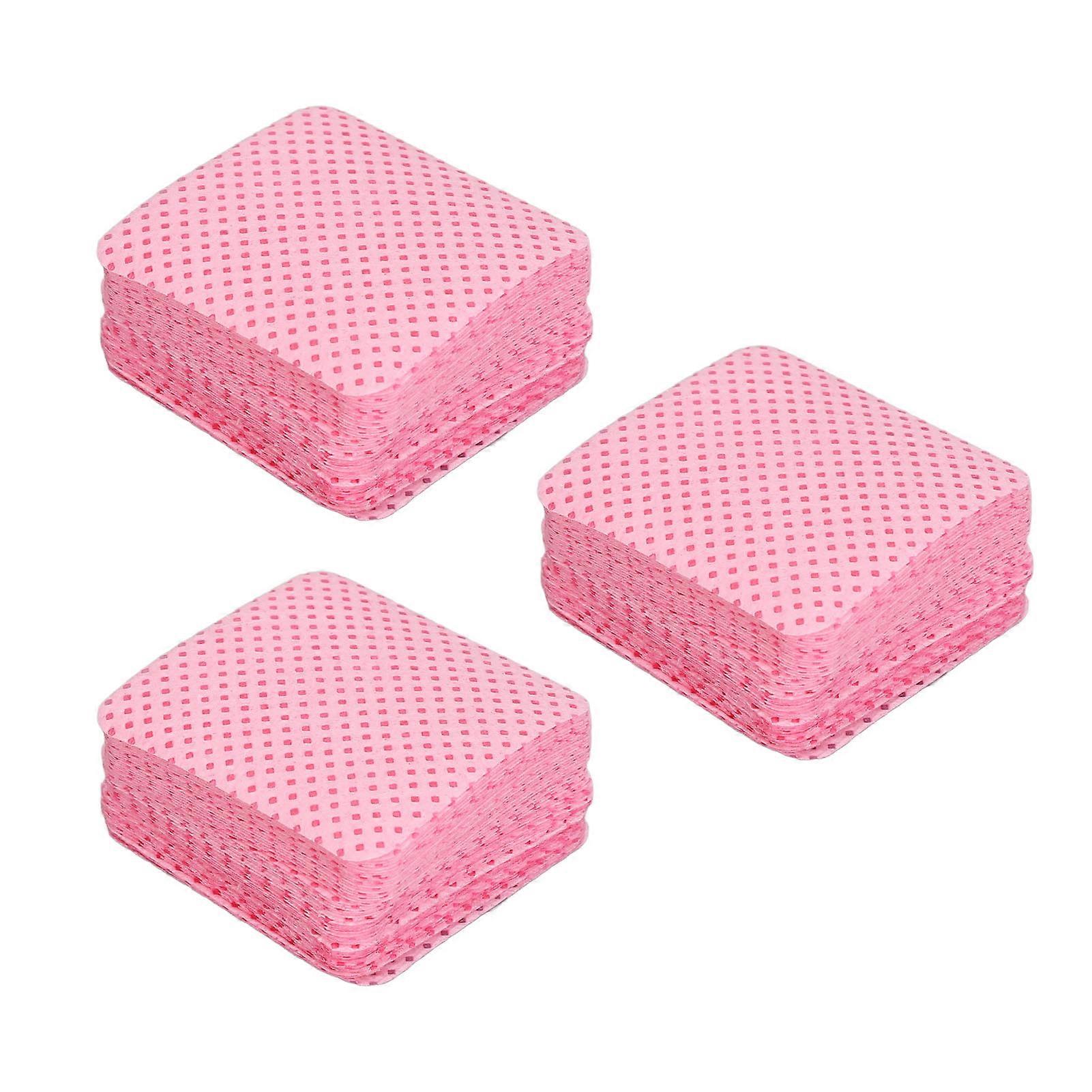 300pcs Lint Free Nail Wipes Gentle Soft Cotton Residue Removal Gel Nail Polish Remover Pads for Lash Extension Pink