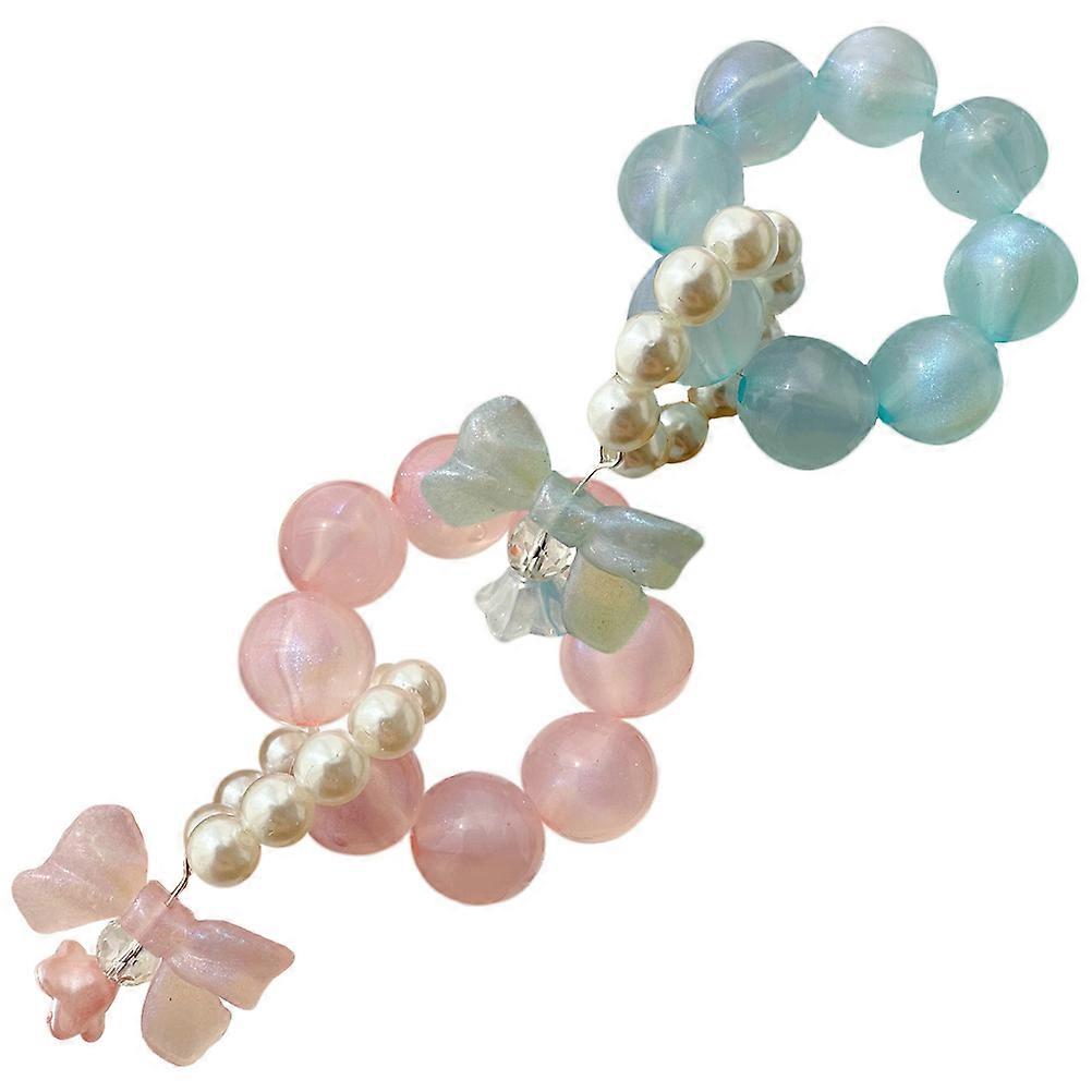 Acrylic Bead Cellphone Wrist Strap with Charm Chains for Phone 2pcs Assorted Color
