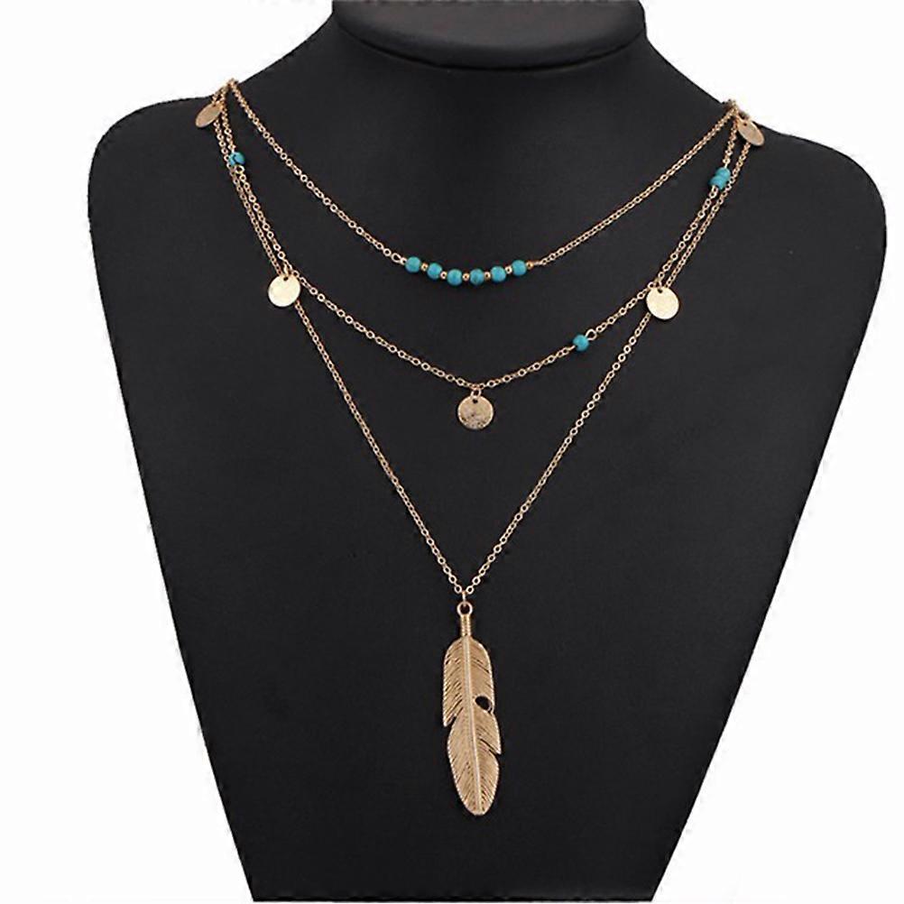 Golden Alloy Chain Necklace with Leaf Tassel Coin Design for Decoration and Special Occasions