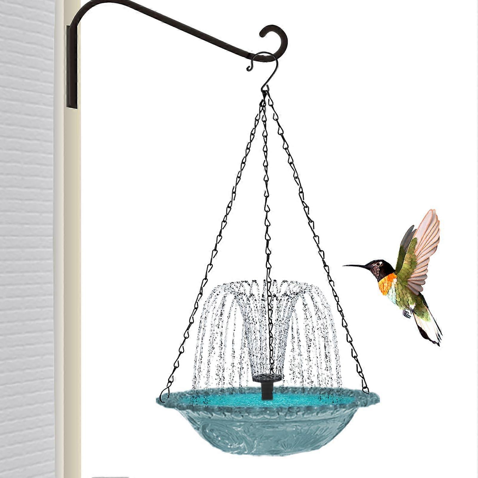 Solar Bird Bath, Solar-Powered Hanging Bird Feeder, Garden Decor for Kids and Nature Lovers, Gray Color, Outdoor Use