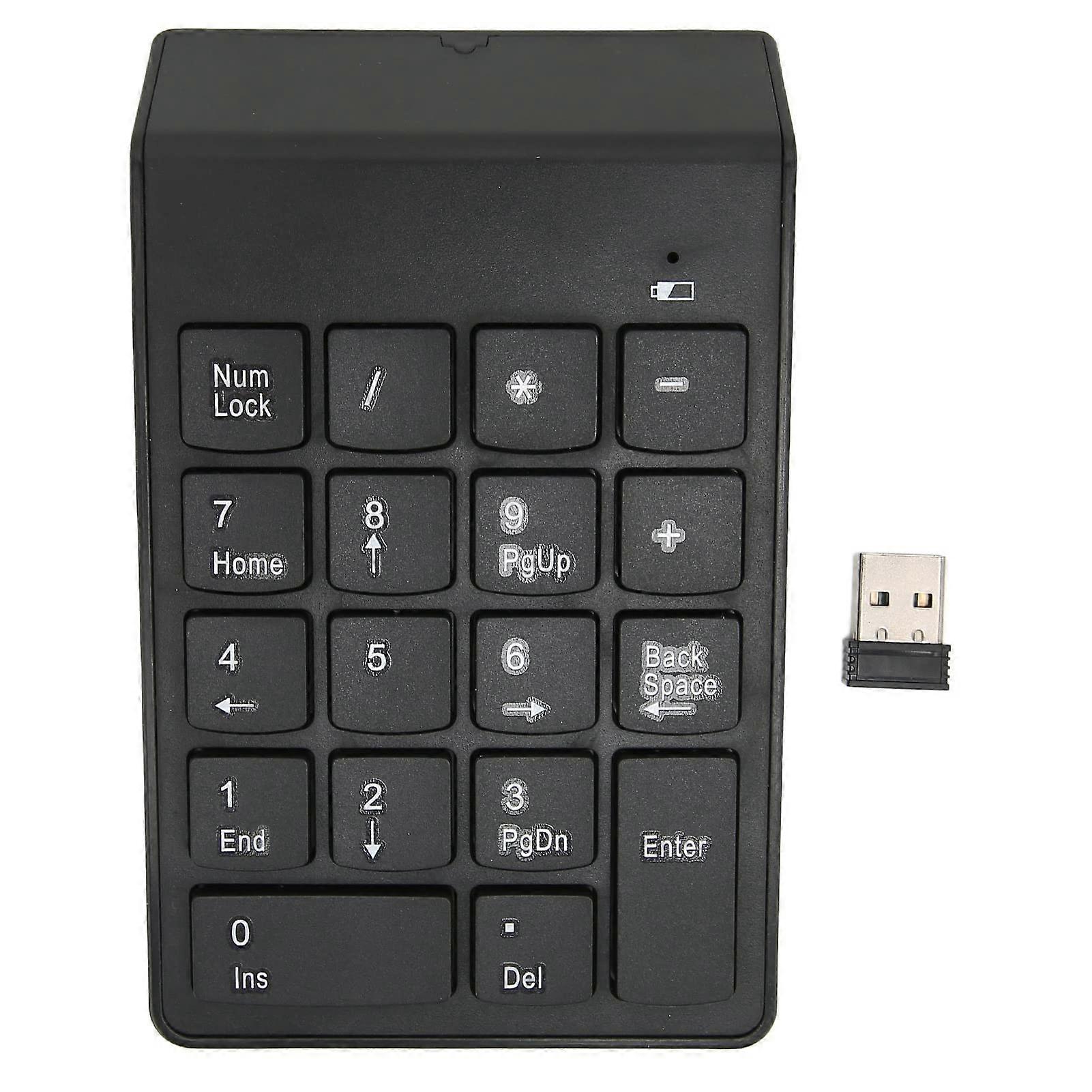 Wireless Numeric Keypad 2.4 GHz USB Keyboard 18 Keys Portable Financial Accounting Number Pad for Laptops and Schools