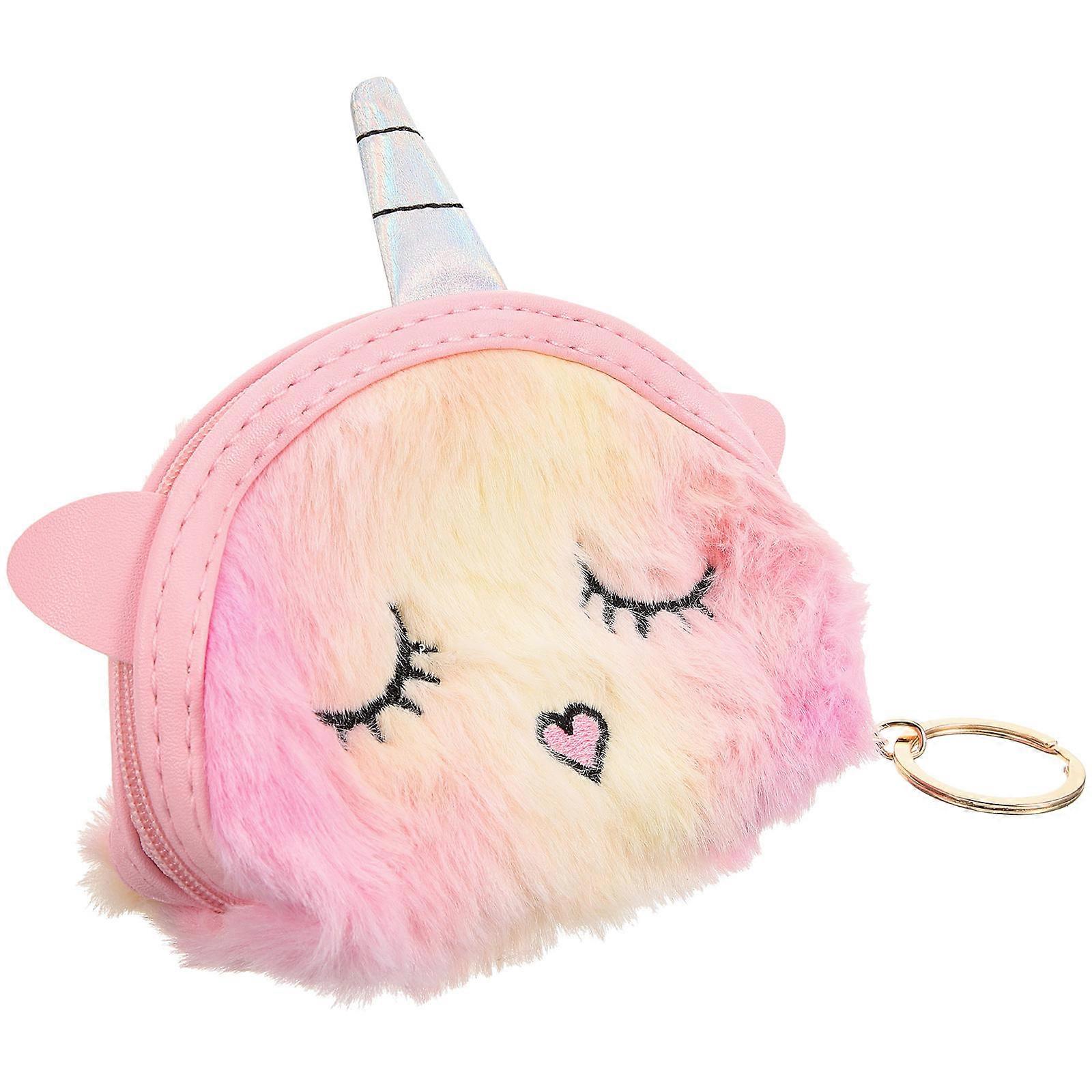 Cute Plush Unicorn Shape Pouch For Girls Daily Use In Multi Color 1Pack Functional Makeup Storage