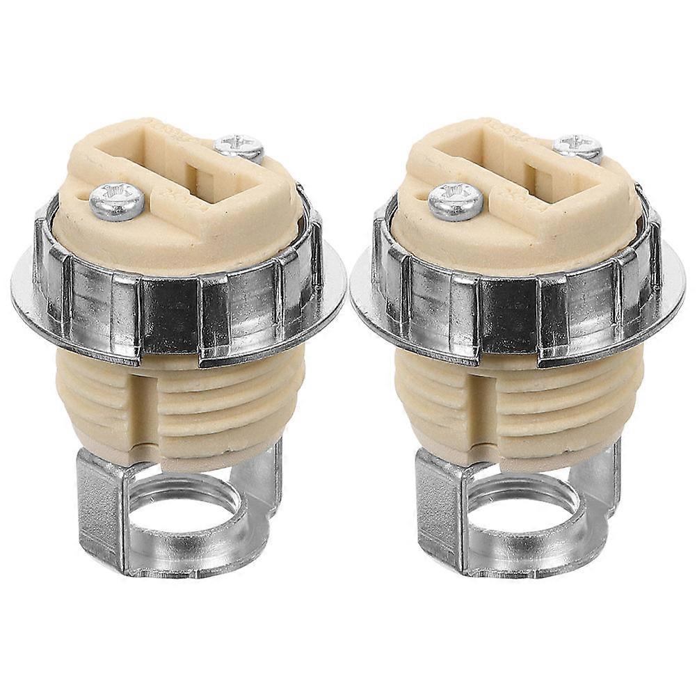 Threaded Lamp Holder For Decoration 2Pcs Ceramic Material Round Shape Safety And Stability Functionality