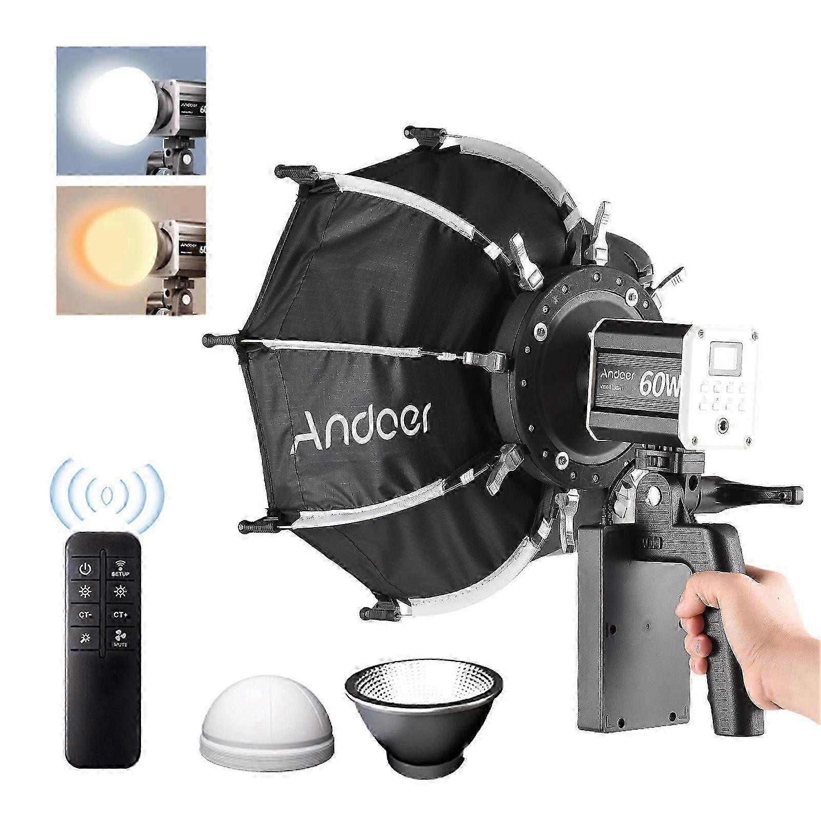 Portable 60W LED Video Light with COB Technology - Dimmable Photography Light 2800K-6800K for Filmmaking & Photo Studio Use