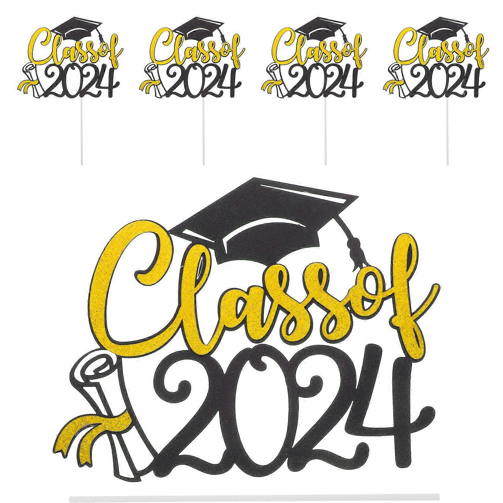 Grad Party Decoration Cupcake Toppers 5 Sets Elegant Cake Accessories For Graduation Events With Safe Paper Use