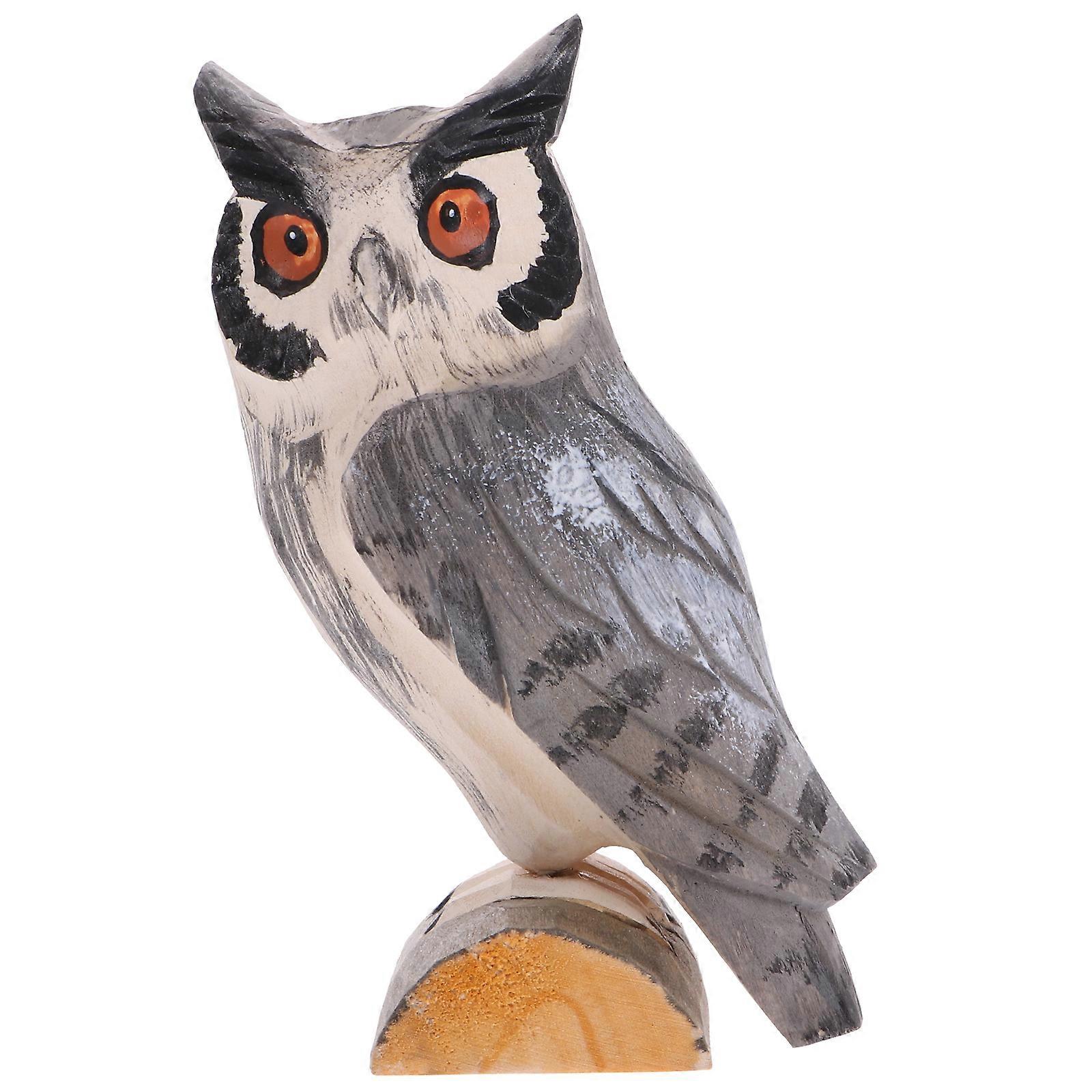 Owl Statuette Unique Desk Ornament Made Of Wood Perfect For Office Use 10.5x6.5cm 1Pack