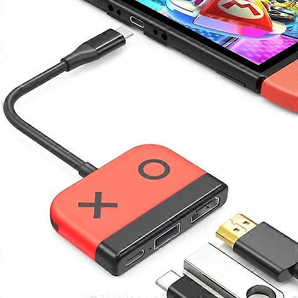 (Red) Switch Dock for Nintendo Switch OLED, 3-in-1 TV Adapter with. Nintendo switch dock.