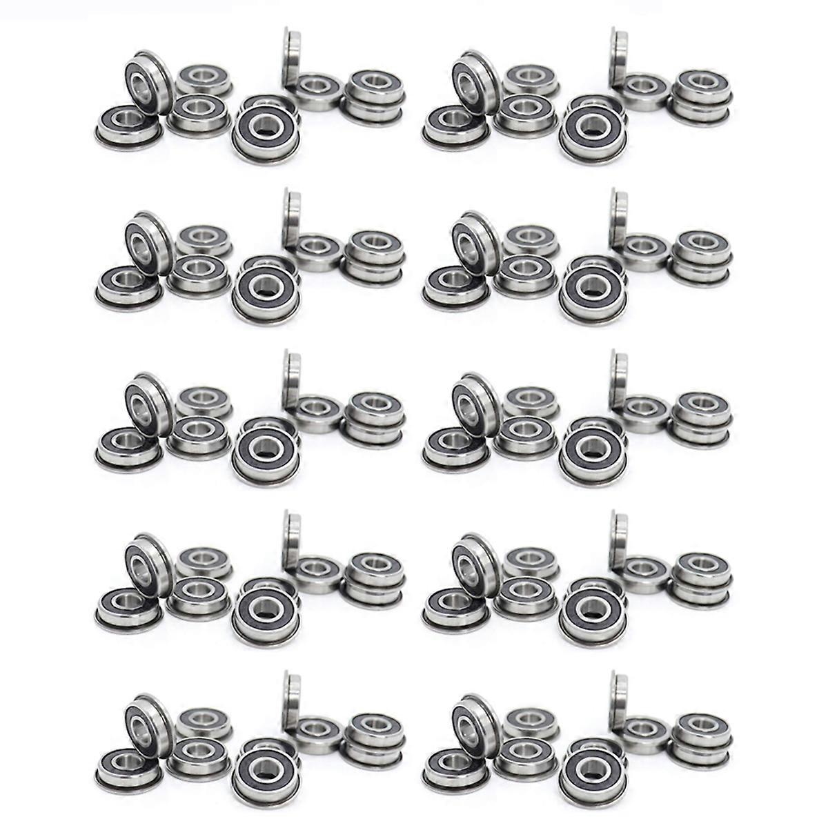 100Pcs F695- Bearing 5X13X4mm Flanged Miniature Deep Groove Ball Bearings F695RS for 2/3 3D Printer