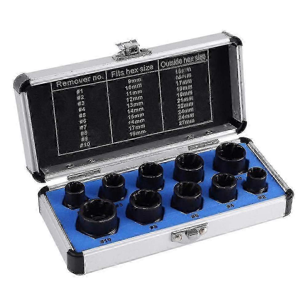 10pcs Damaged Bolt Nut Screw Remover Extractor Metal Removal Socket Tool Set