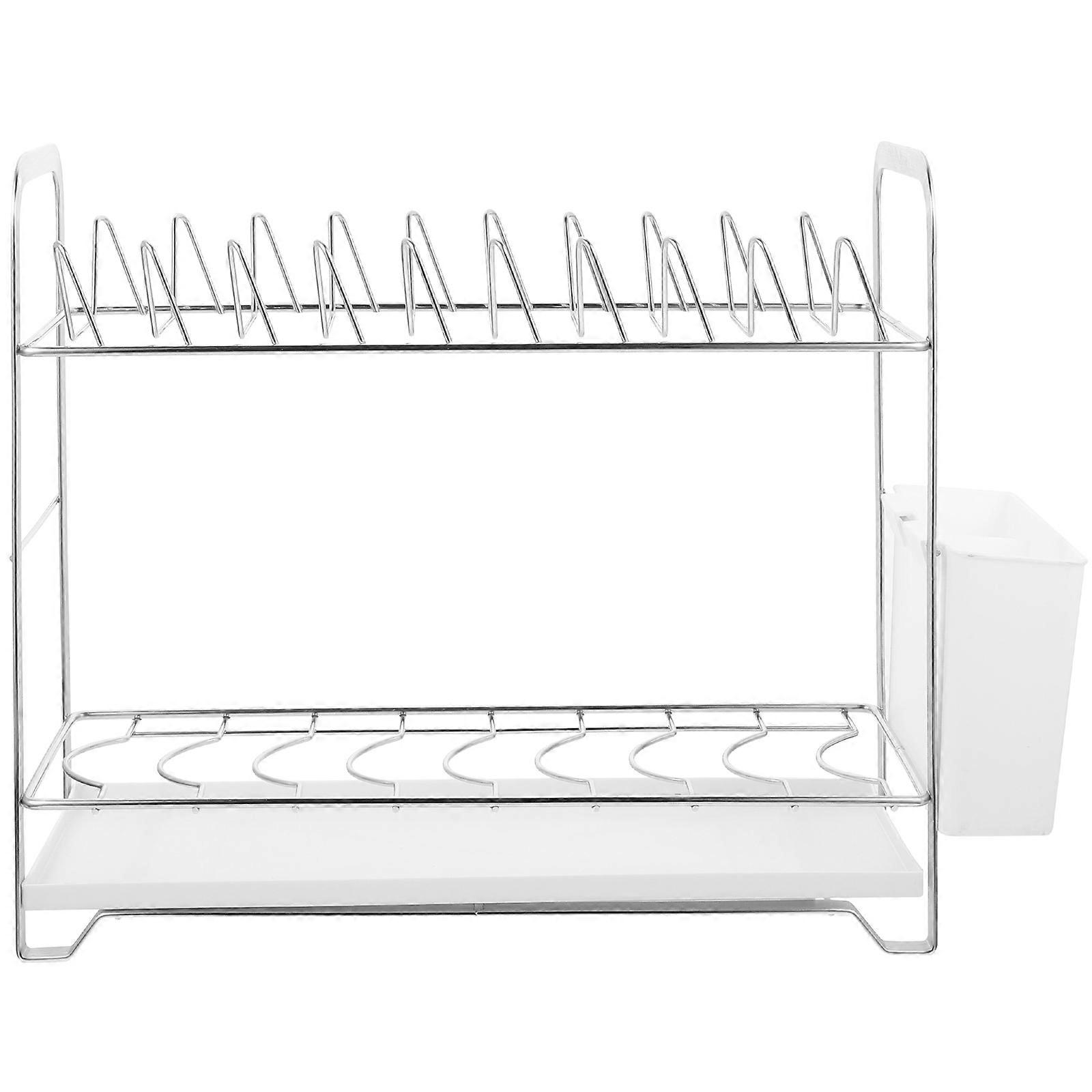 Dish Drying Rack with Drip Tray Kitchen Organizer Shelf for Plates, Utensils, and Fruits, Space Saving Storage
