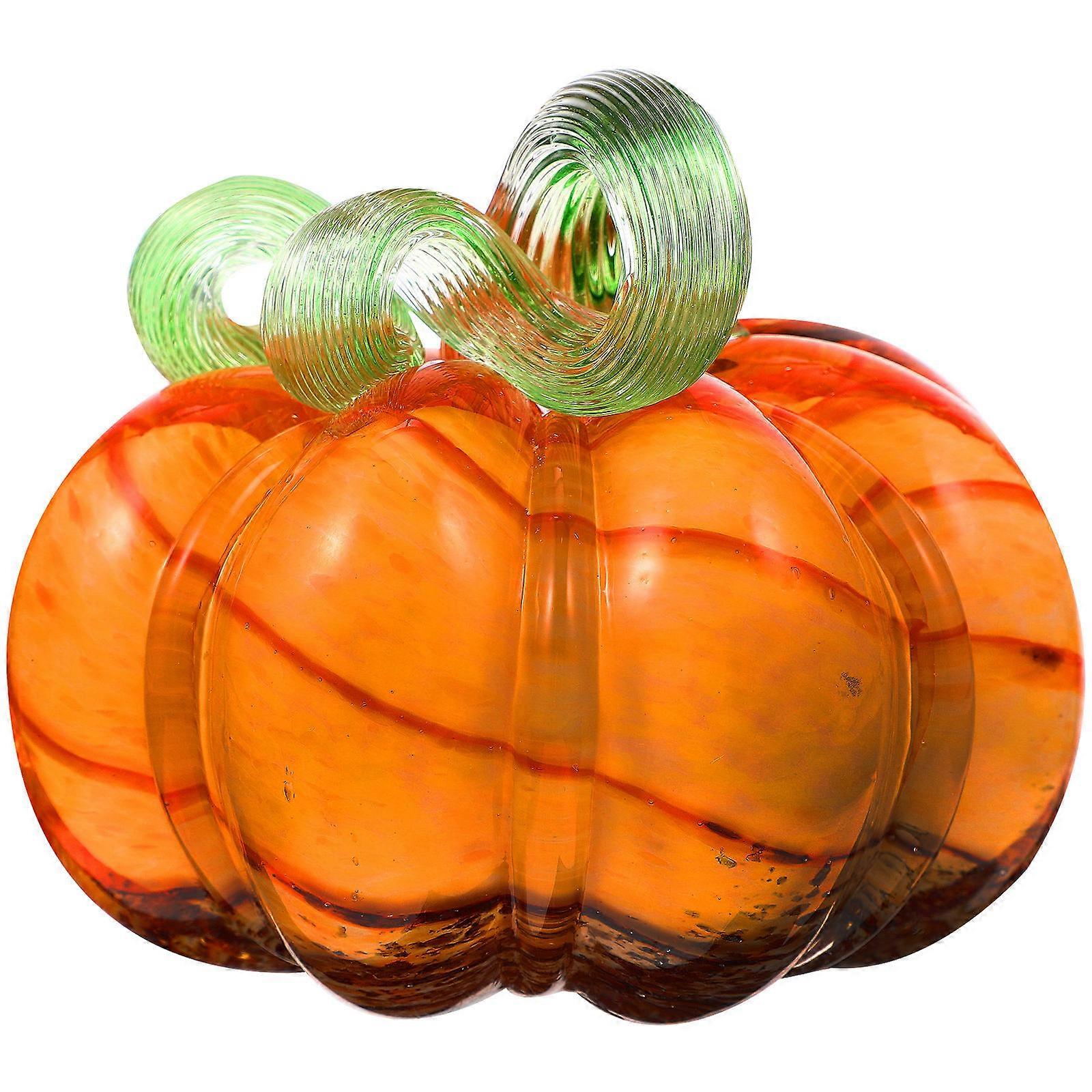 Elegant Glass Pumpkin Craft Creative Decorative Design for Halloween, Fall Parties & Festive Gatherings, Unique Photo Prop with Delicate & Warm