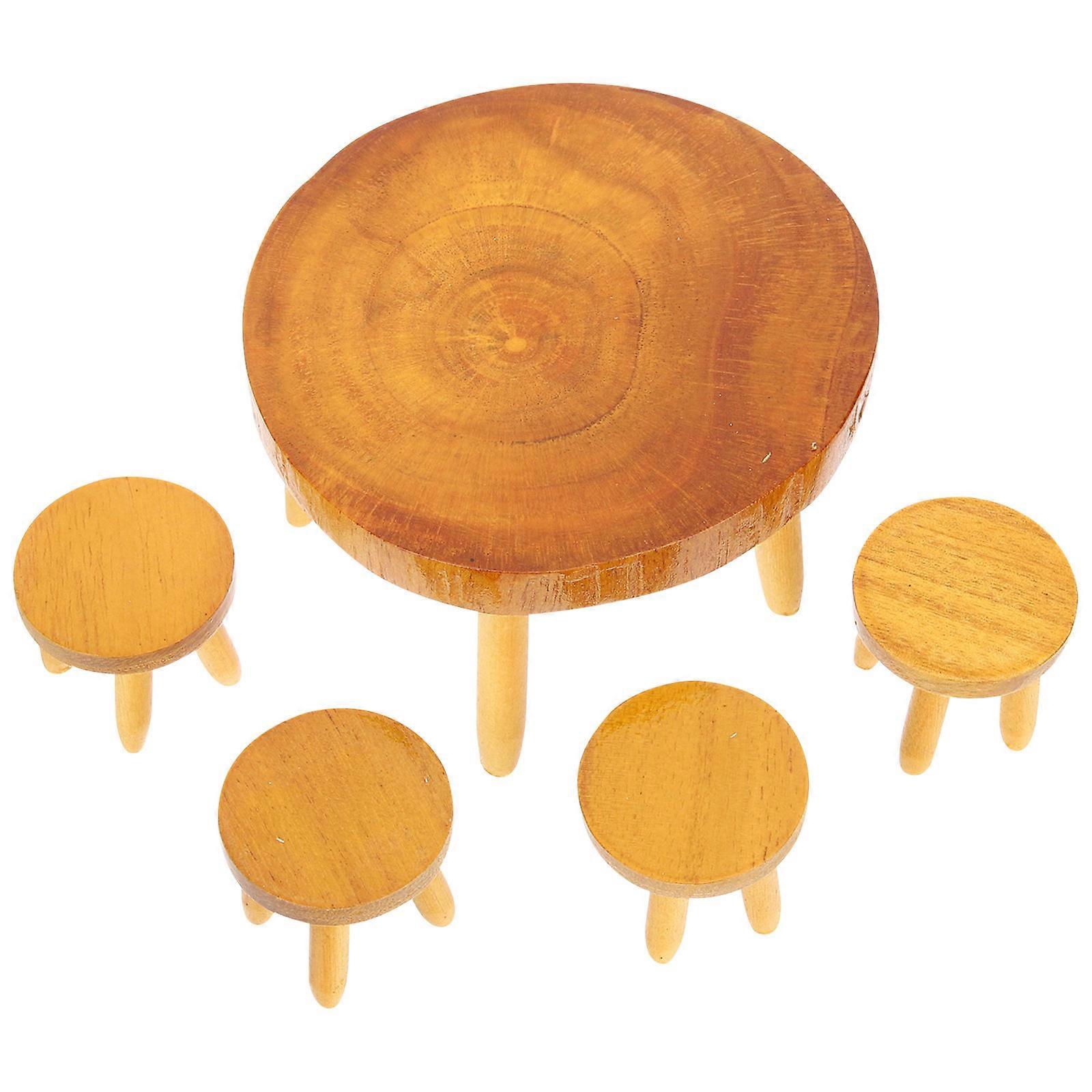 Tiny House Mini Table Chair Set Creativity Promotion Dollhouse Furnishings Beige Color 1 Set