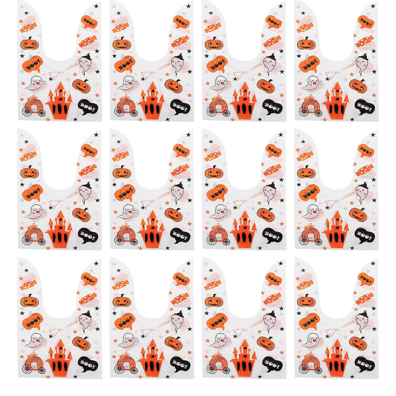 50pcs Rabbit-ear Bags for Halloween Parties White Storage Bags for Cookies and Snacks