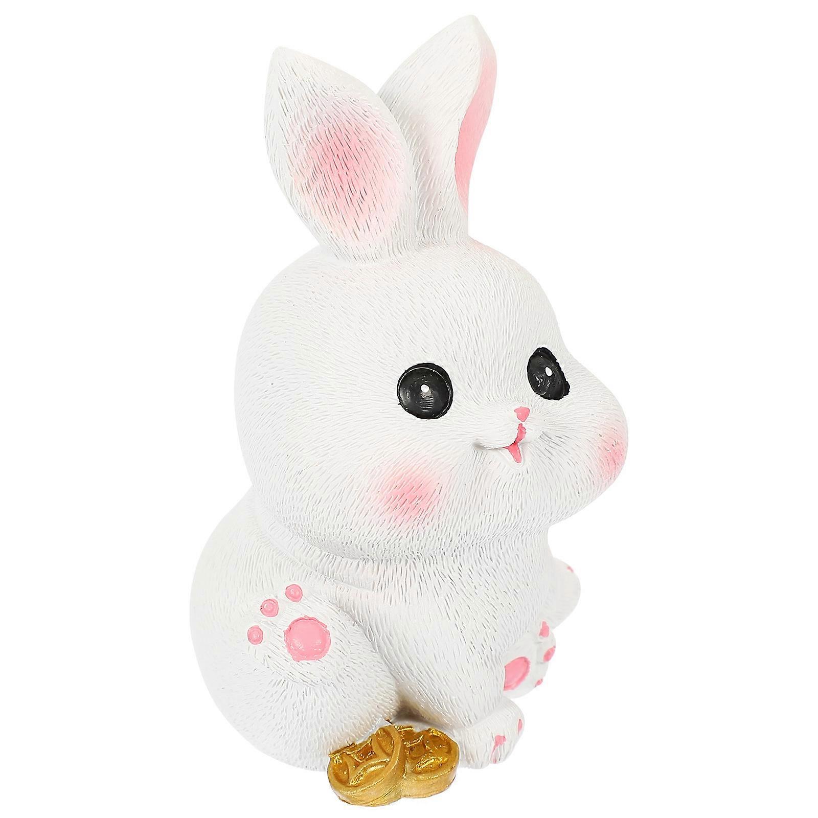 Cute Resin Rabbit Ornament with Ears Lovely Animal Figurine for Home, Car, and Desktop Decoration Ideal Gift for Resin Lovers