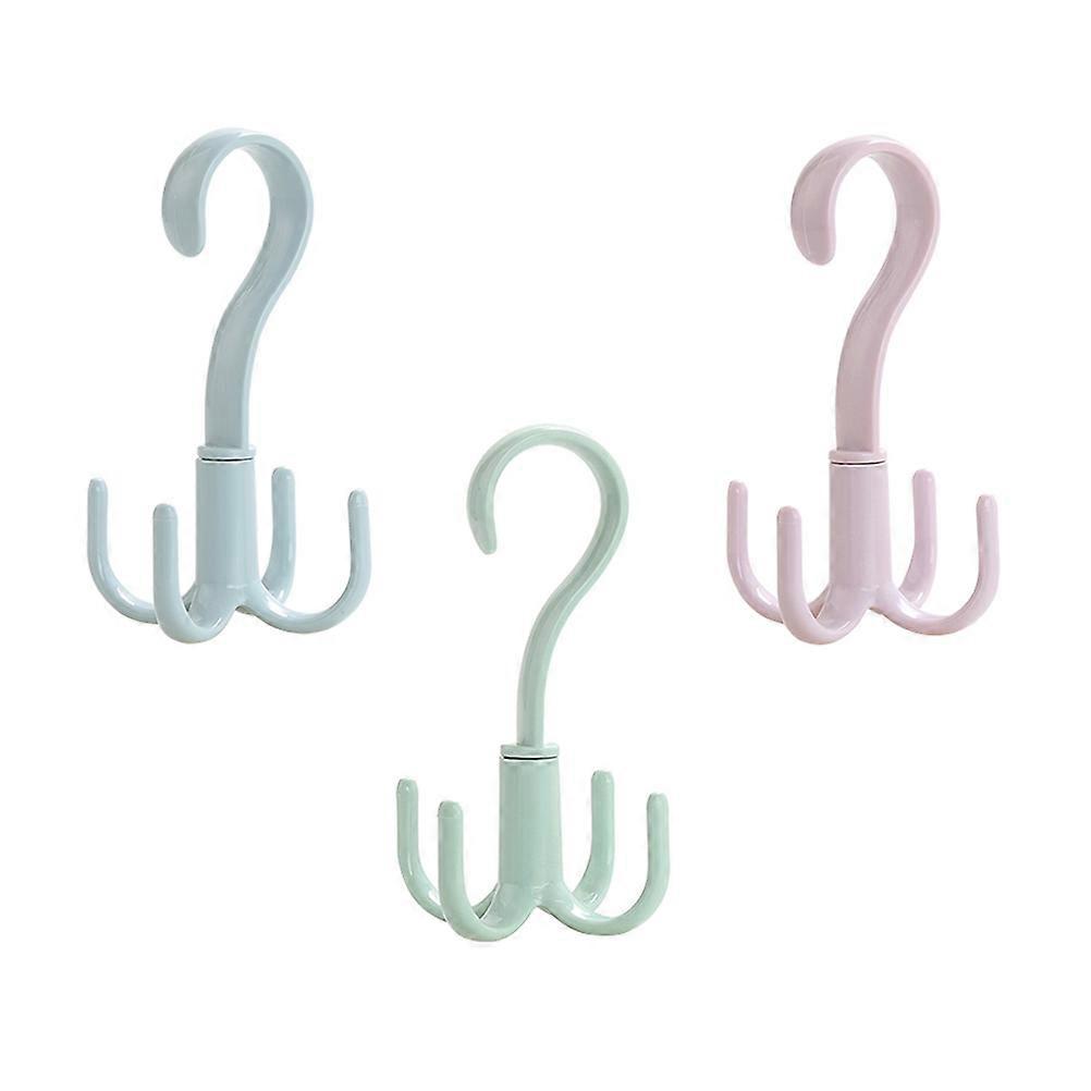 Scarf Hangers 3Pcs Multifunctional Four Claw Hooks Closet Organizer For Home Use Assorted Color Rotating