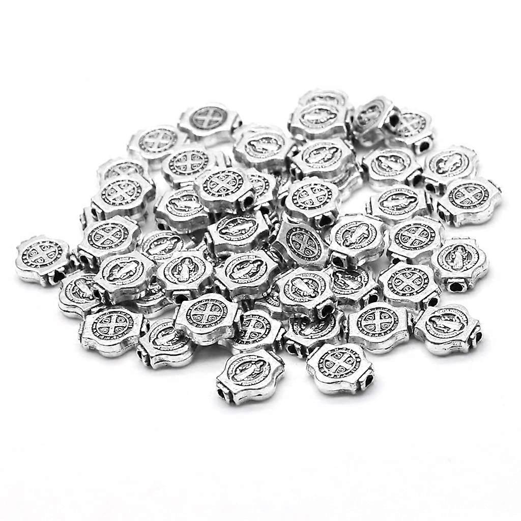Modeschmuck 50 Stück Antikes Gold Antikes Silber Runde Lose Perlen Religiöses Schmuckzubehör für Bastelarbeiten