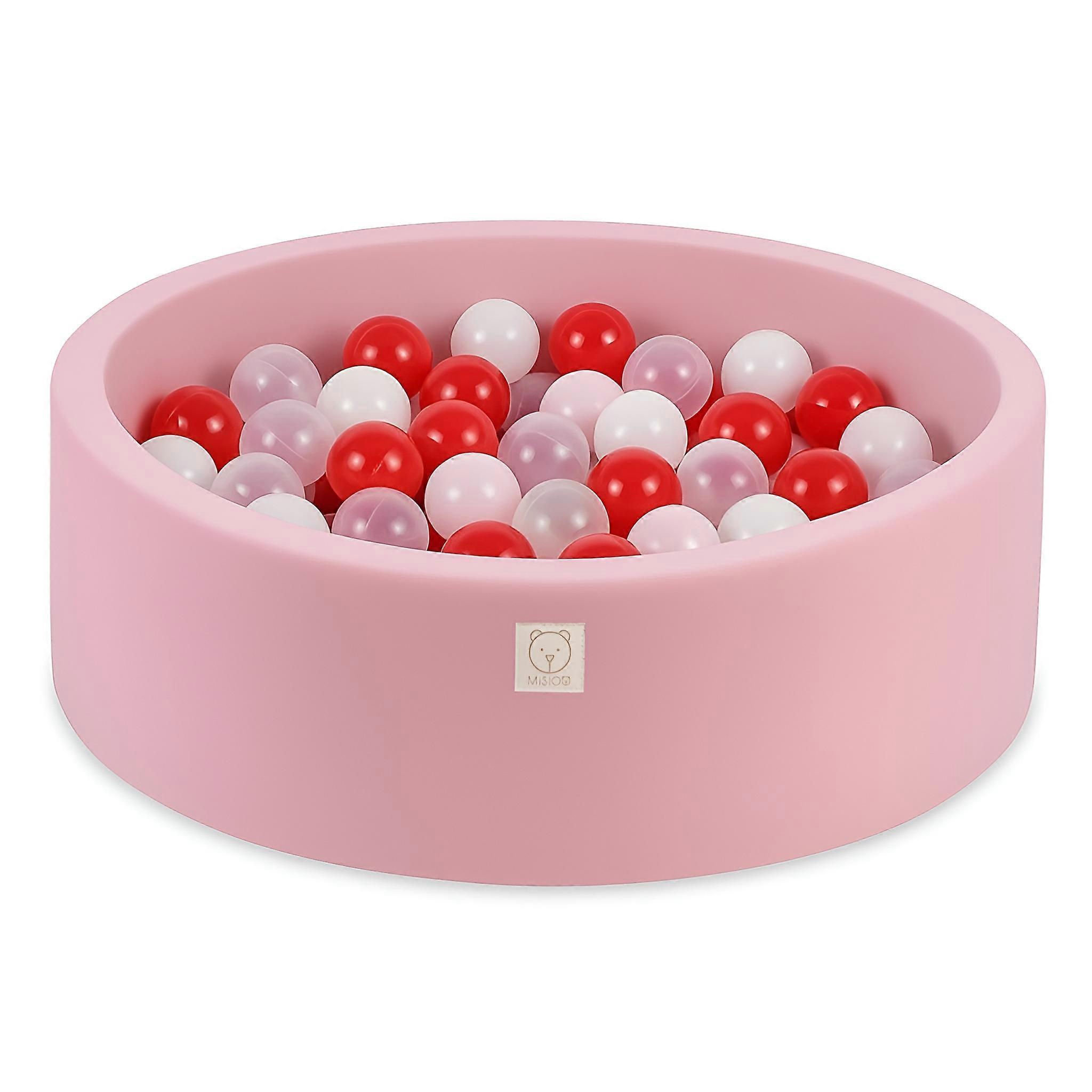 Misioo Dry Pool Round Pink Cotton Smart 200 Balls: White Transparent Red