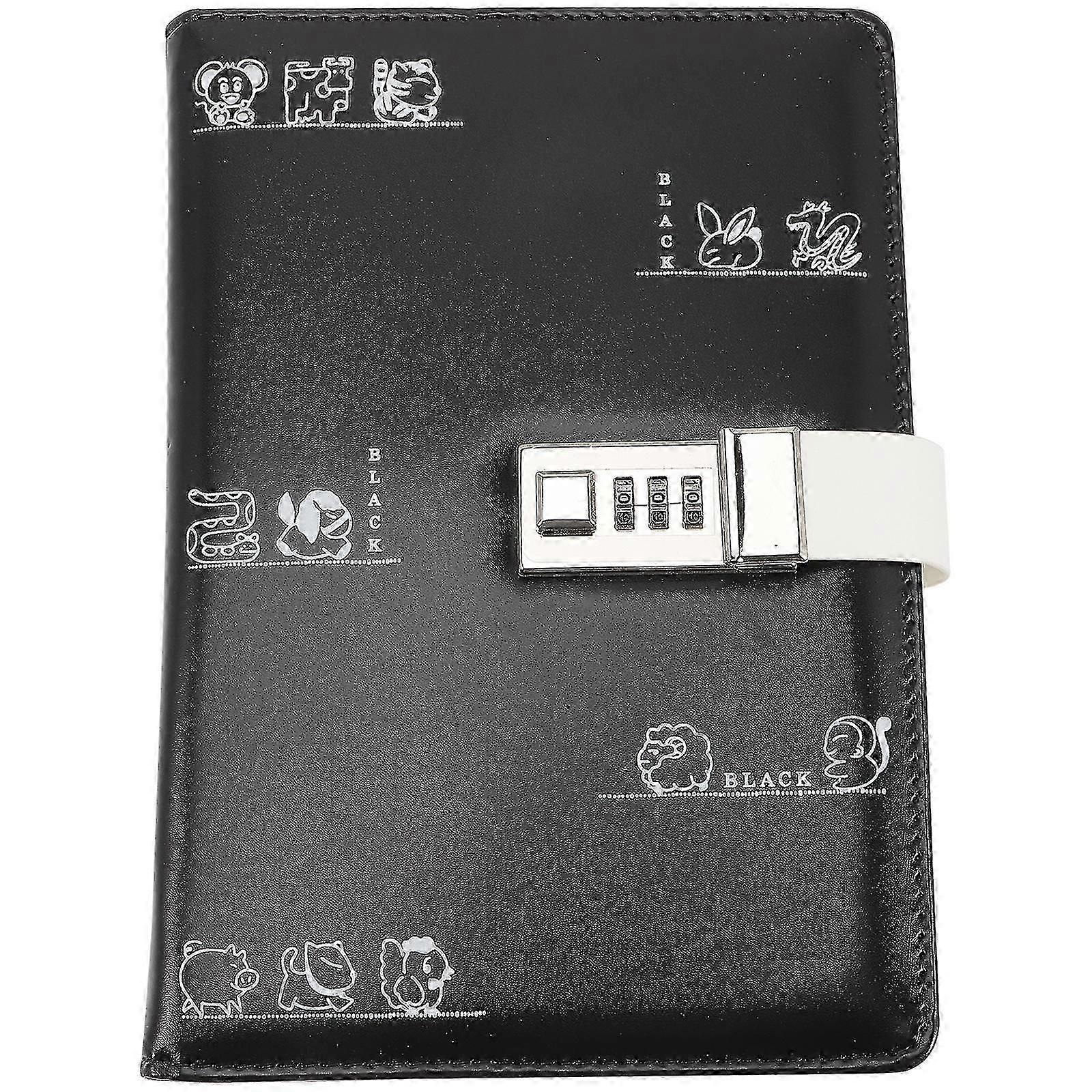 Secure Lockable Diary Notebook - Cartoon Design School Journal with Password Protection