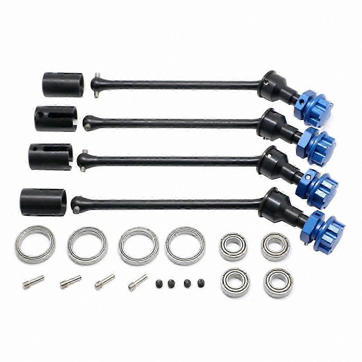 4 Pieces Steel CVD Driveshaft Extensions with Spline Hex for 1/10 RC Car Components, Black and Blue
