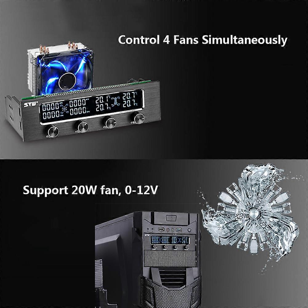 Sunshine-tipway STW Multi-Function PC CPU 4 Channel Fan Controller Speed Control Adjuster LCD Cooling Front Panel
