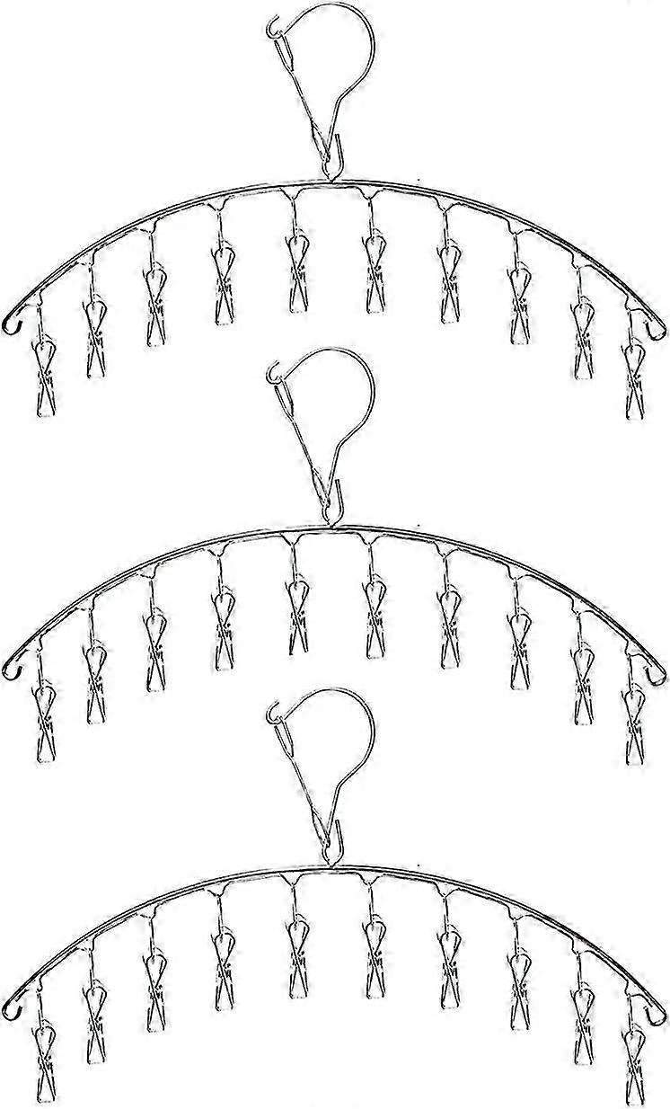 3 Pack Stainless Steel Laundry Drying Rack with 10 Clips