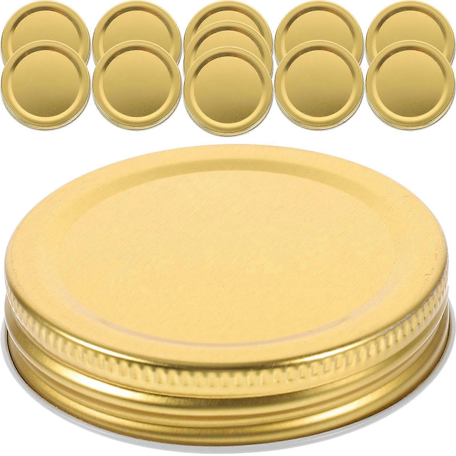 10pcs Wide Mouth Mason Jar Lids 70mm Metal Canning Jar Lid With Leak Proof Airtight Seal For Yogurt Jam And Honey Jars Golden