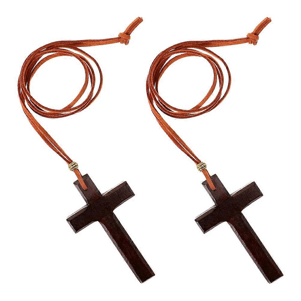 2pcs Car Rear View Mirror Pendant Cross Charm Christian Hanging Accessories Inspirational Decor For Men Women