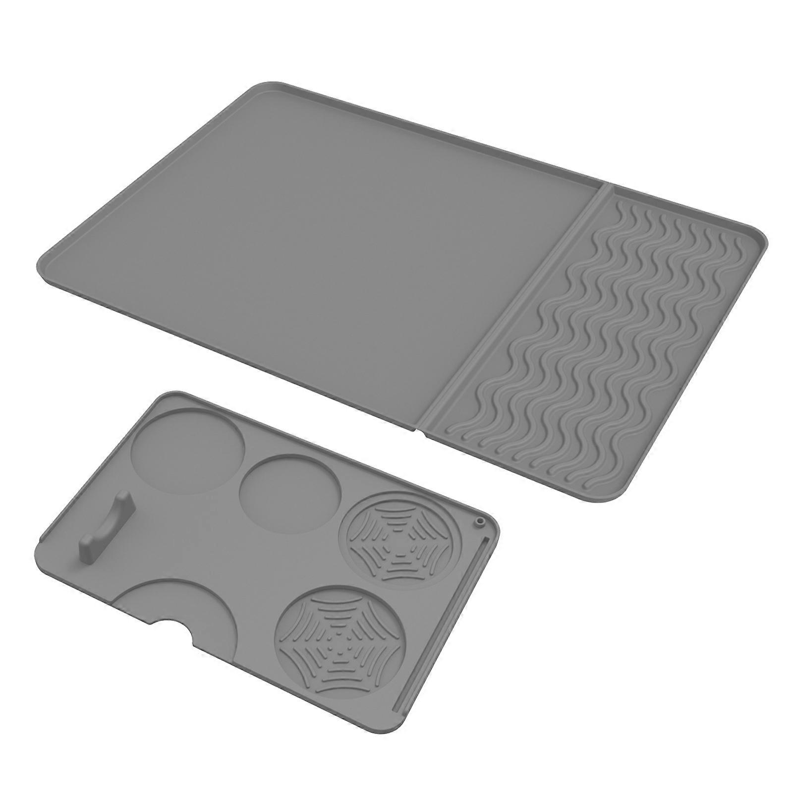 Nonslip Coffee Tamper Mat Stable Corner Base Silicone Texture Suitable for Espresso Preparation Kitchen Countertop Use Gray