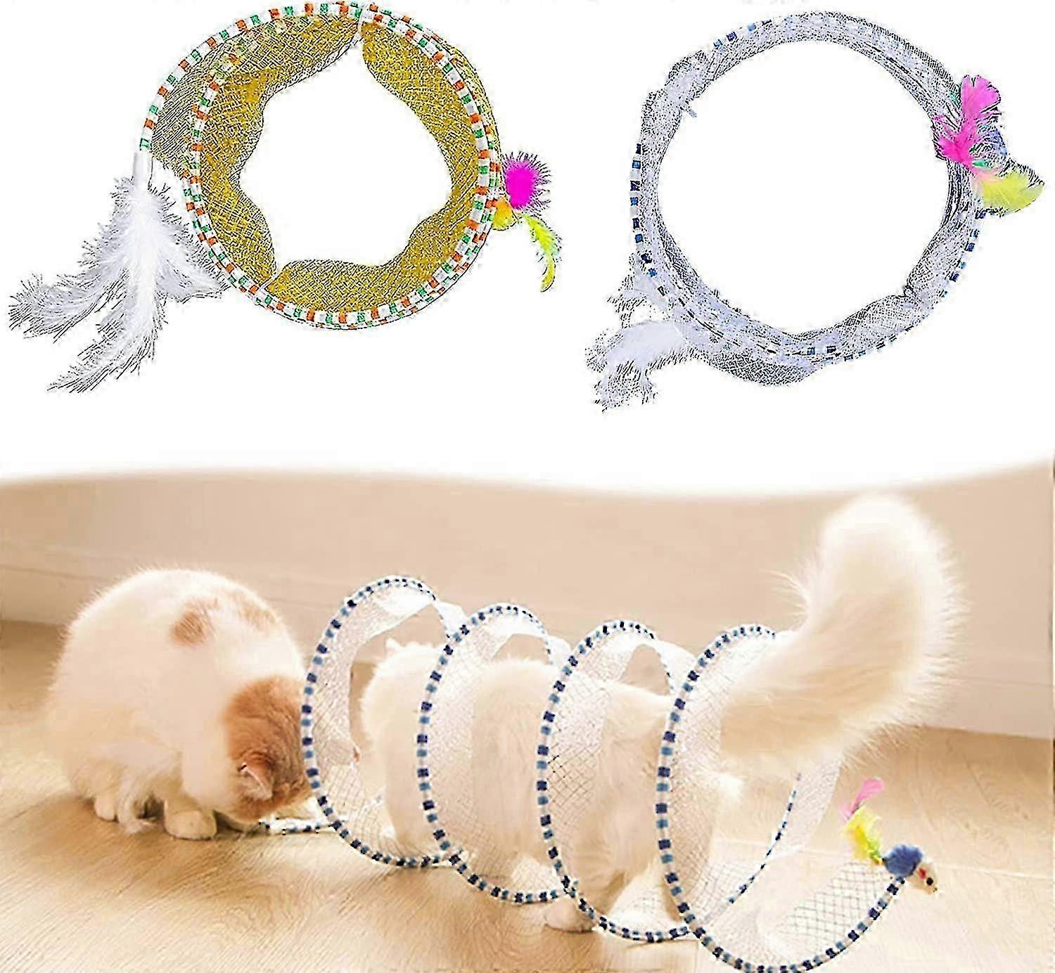 Interactive S-Shaped Cat Tunnel Toy with Crinkle Features for Playtime