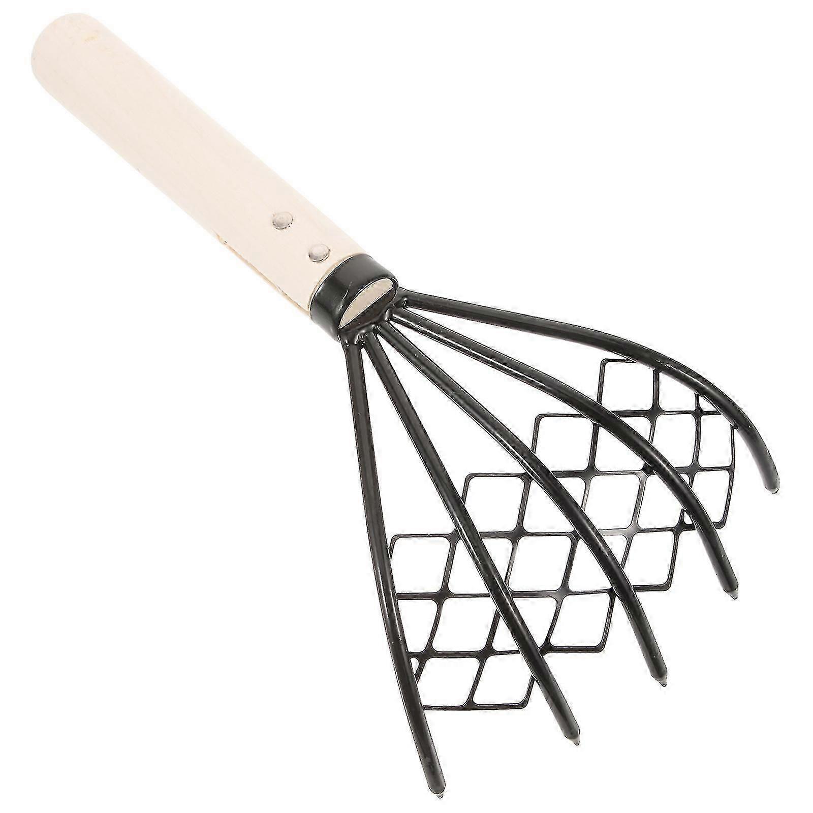 2pcs Carbon Steel Clam Rake with Net Oyster Shell Digging Tool Rake Tool