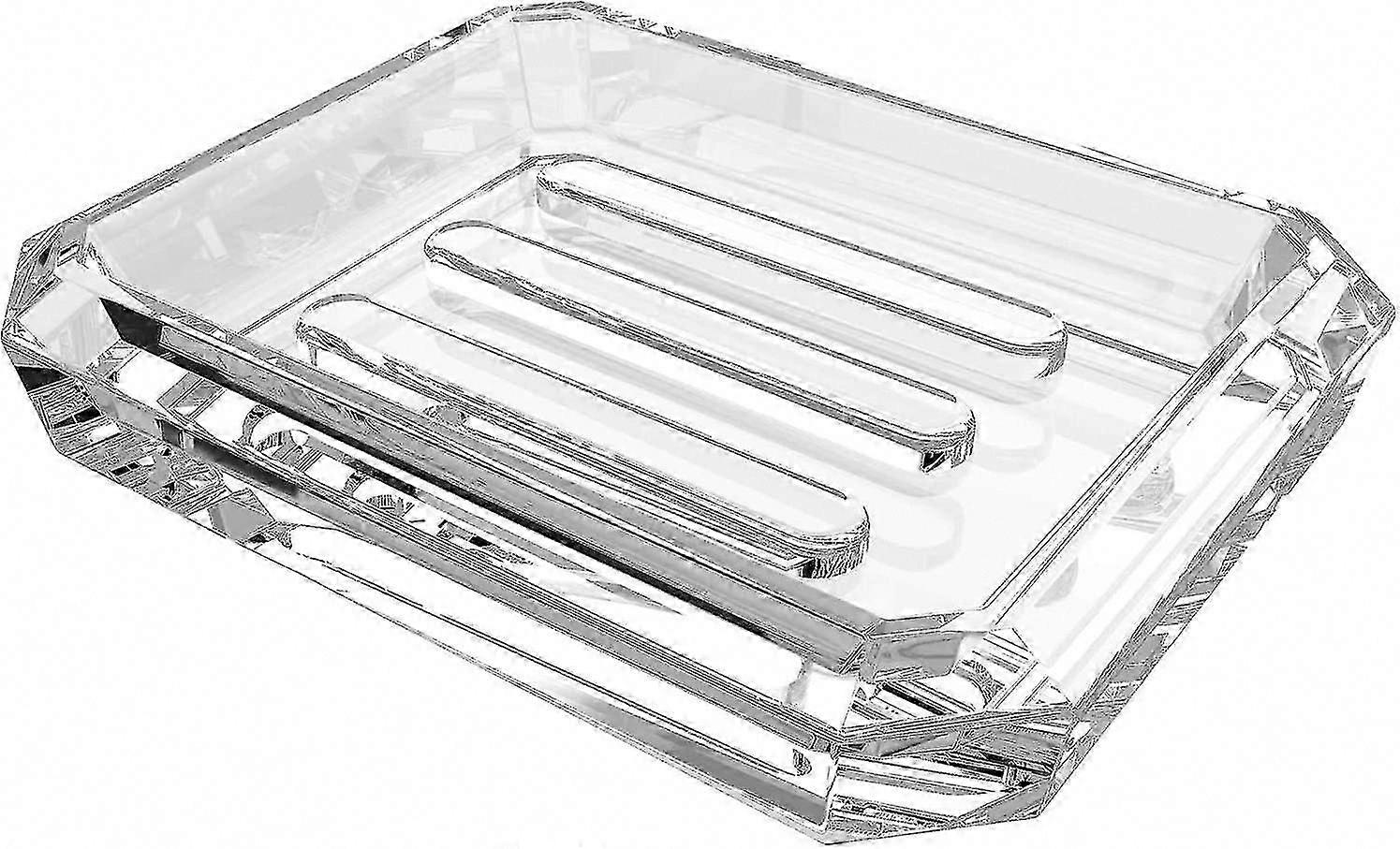 Rectangular Transparent Glass Soap Dish for Bathroom
