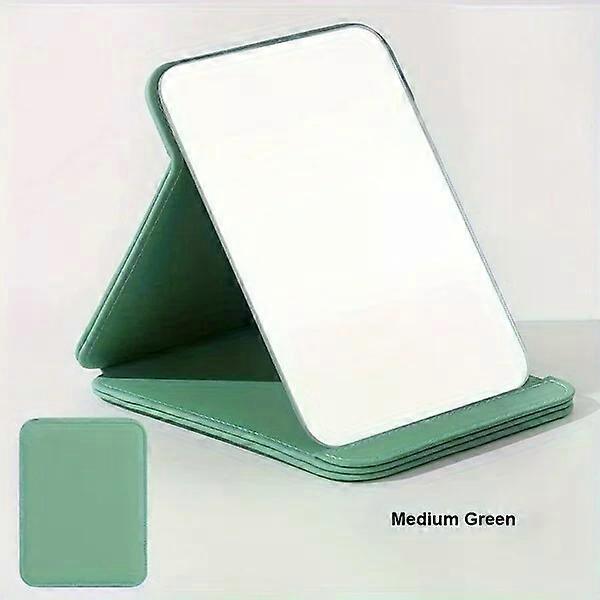 Leather folding mirror, frameless design, easy to carry and adjustable in angle