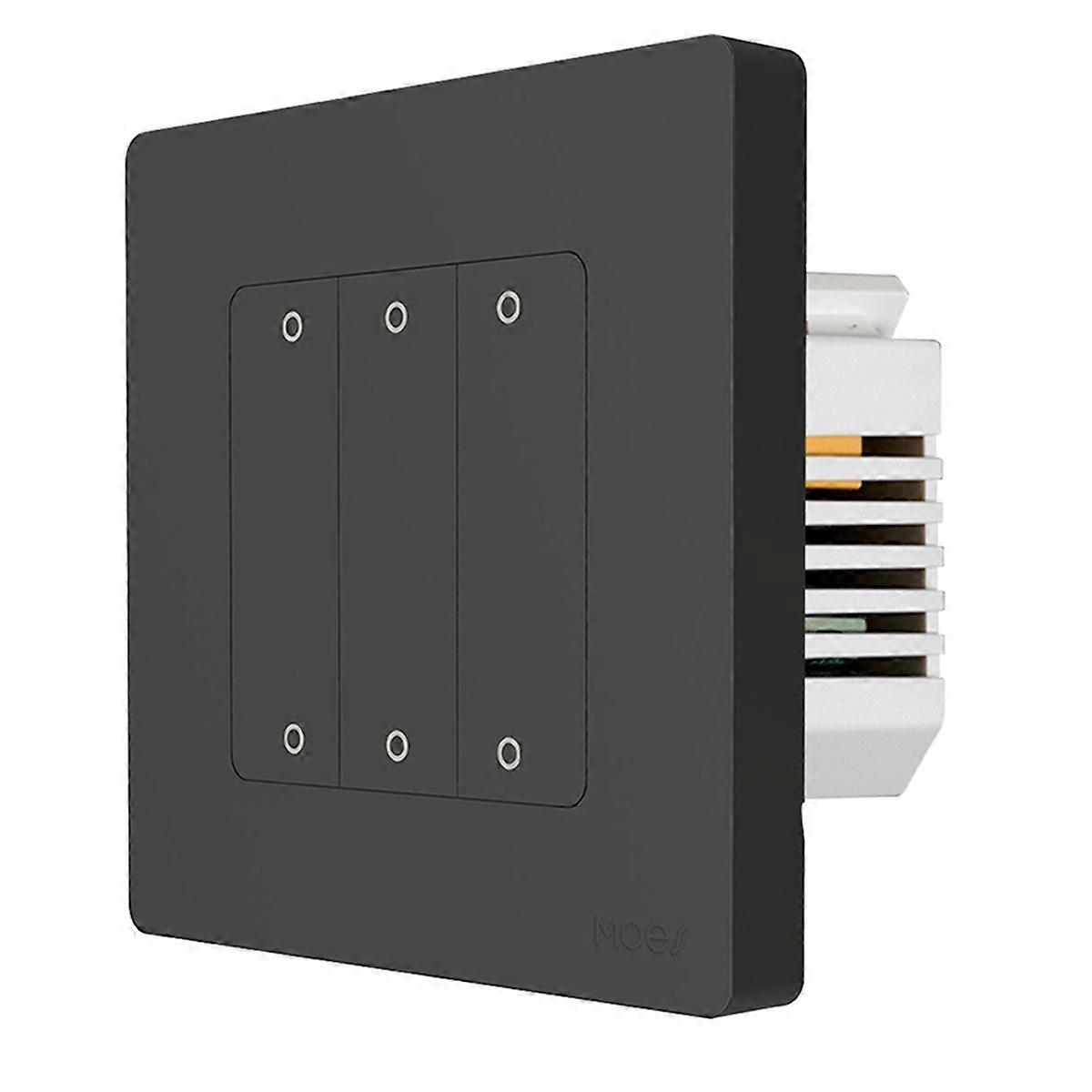 ZigBee Star Ring Smart Light Push Switch 6 Gang Wall Switch Neutral Wire Required for Home Black