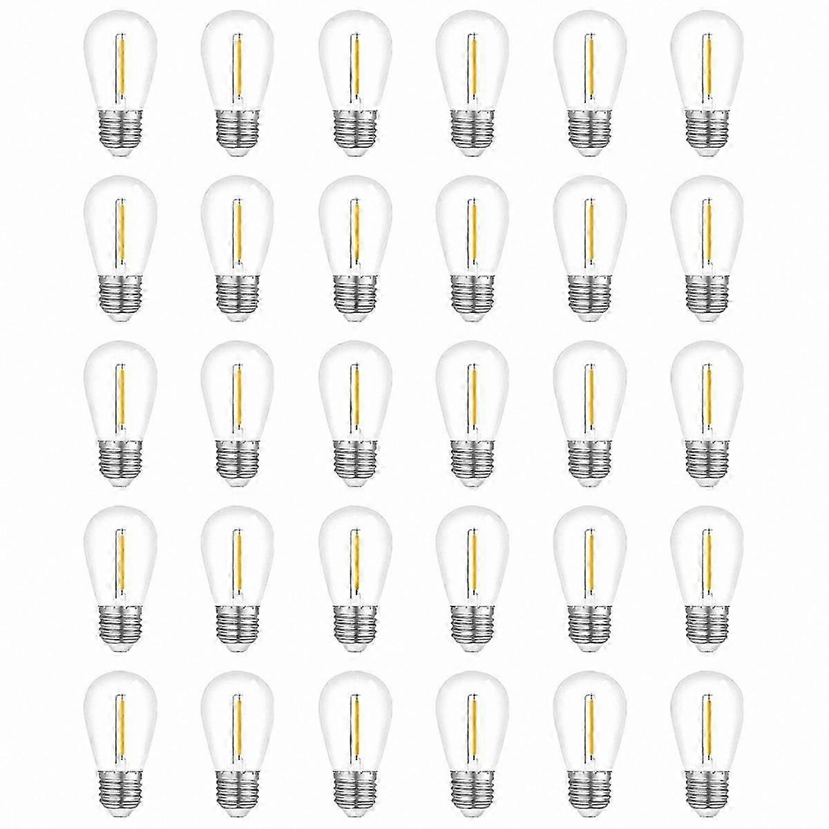 Warm White E26 Bulbs, 30-Pack Waterproof String Light Replacements for Outdoor Use