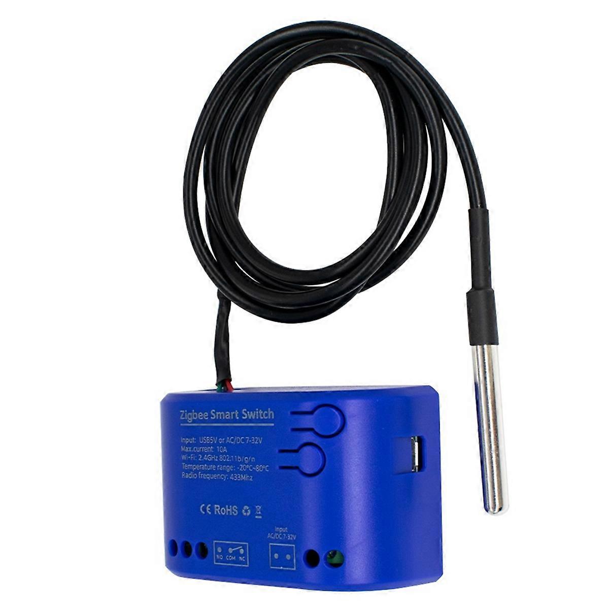 Zigbee 1 Gang Smart Switch with Temperature Sensor