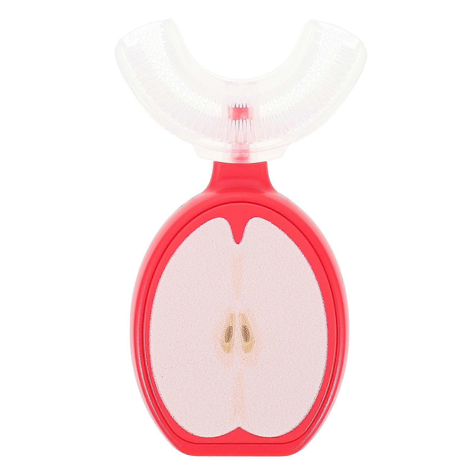 Silicone U-Shaped Toothbrush for Kids Oral Cleaning Red Design