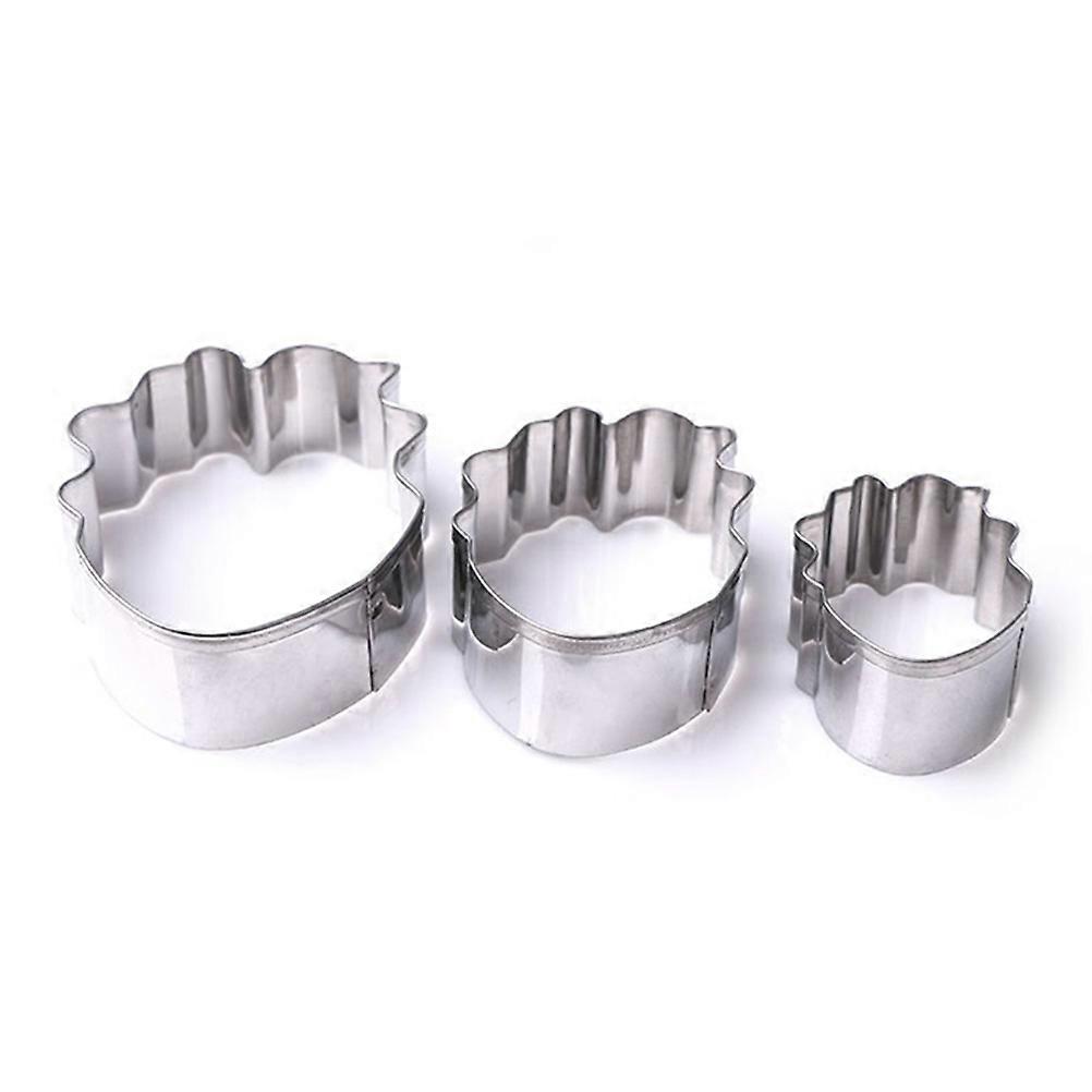 Flower Cookie Cutter Set of 3 in Different Sizes for Baking Made of Stainless Steel Silver
